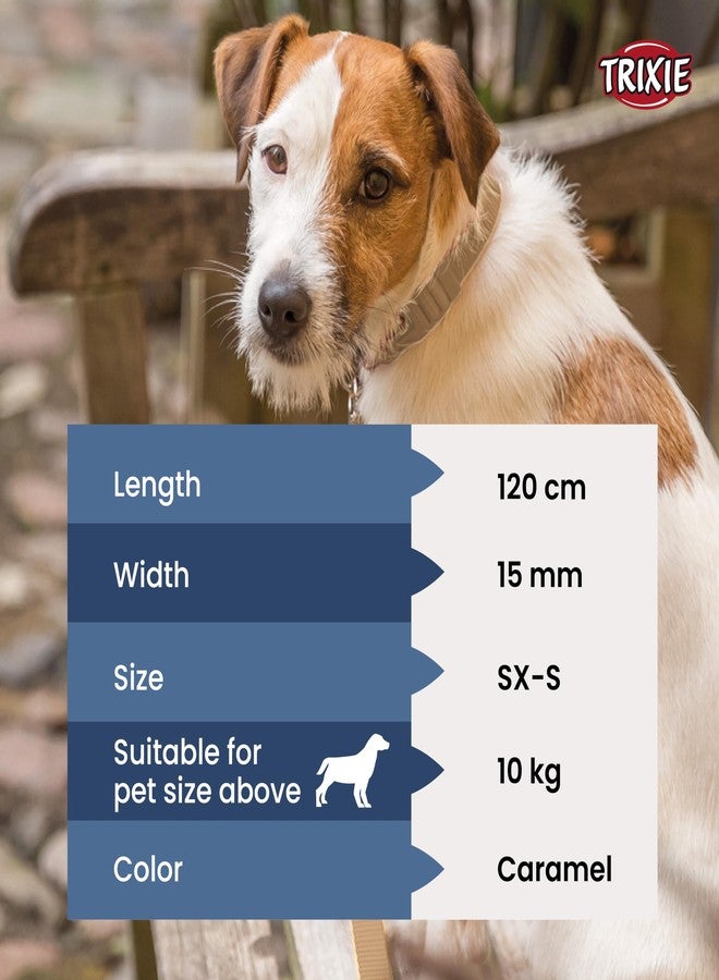 Trixie Premium Extra Strong Dog Leash with Padded Hand Loop, XS-S Dogs, 10 kg or Less (Chihuahua, Toy Poodle, Shih Tzu, Pug), 3.93ft /15mm (X-S, Caramel) - Image 2